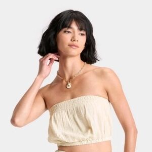Universal Thread Women's 100% Cotton Crinkle Gauze Tube Top Tan XS,M,L
